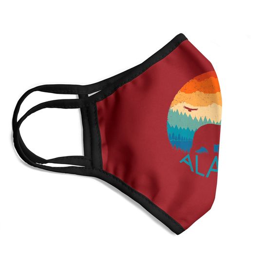 Alaska Retro Grizzly Bear Face Mask