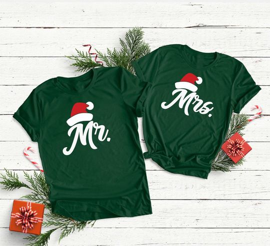 Mr and Mrs Christmas Couple Matching T Shirt