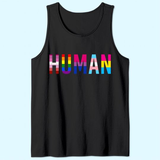 HUMAN LGBT Flag Gay Pride Month Transgender Rainbow Lesbian Tank Top
