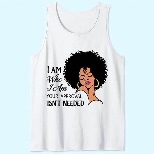 Black Queen Lady Curly Natural Afro African American Ladies Tank Top