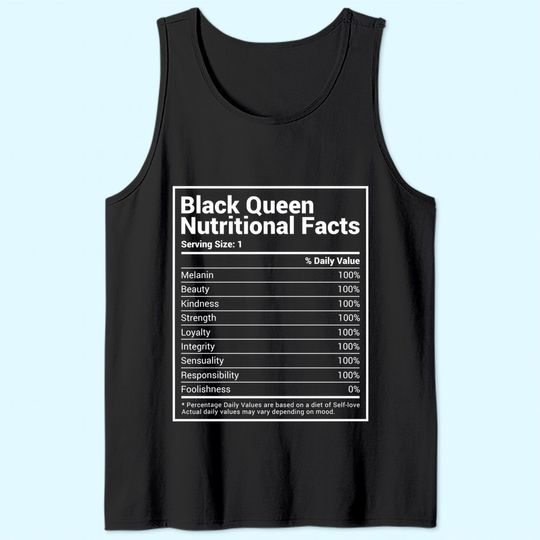 Black Queen Nutrition Facts Proud Black History Month Pride Tank Top