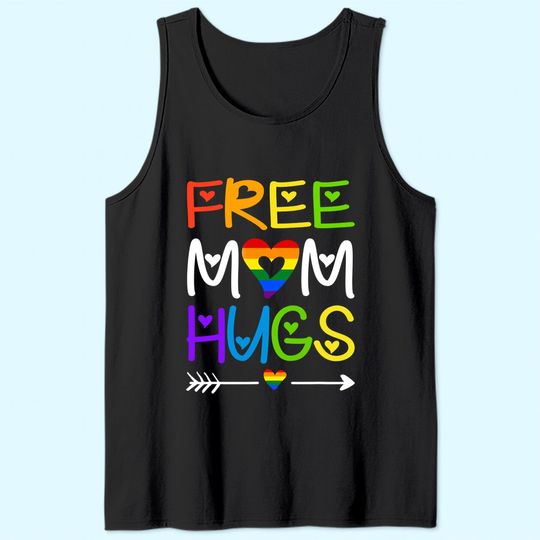 Free Mom Hugs TTank Top Rainbow Heart LGBT Pride Month Tank Top