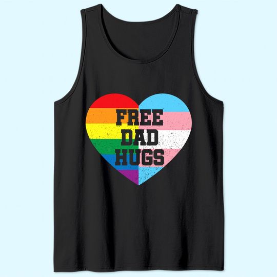 Mens Free Dad Hugs Pride LGBT Rainbow Flag Family Tank Top