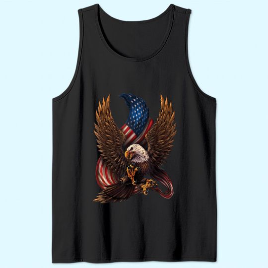 Patriotic American Design With Eagle And Flag Tank Top