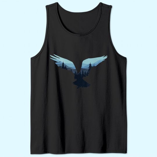 Beautiful Flying Eagle Night Sky Forest Bird Silhouette Tank Top