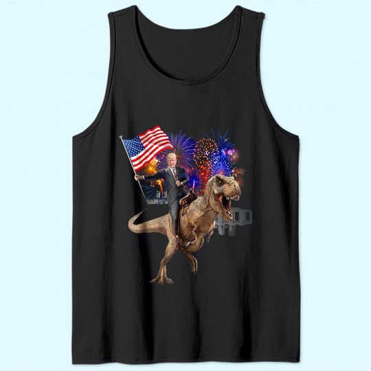 Discover Trump Riding a Dinosaur T-rex Suppor Tank Top