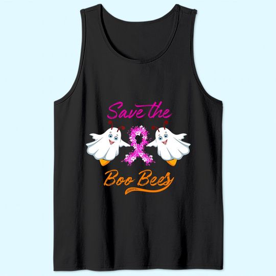 Breast Cancer Halloween Gift - Save The Boo Bees Tank Top