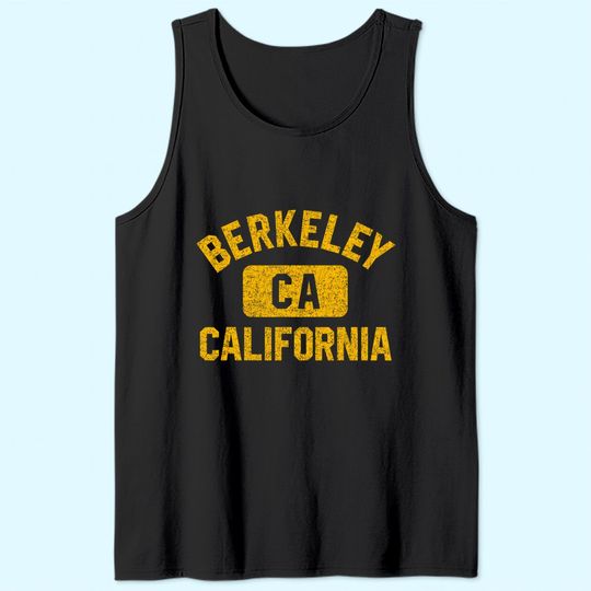Berkeley CA California Gym Style Distressed Amber Print Tank Top