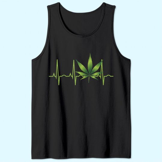 Weed Tank Top for Men & Women Marijuana Leaf Heartbeat  Tank Top