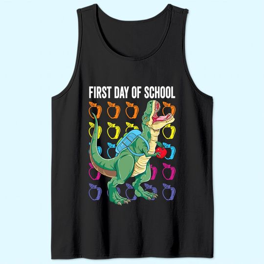 First Day Of School Tank Top For Boys Toddlers Kids T Rex Tank Top