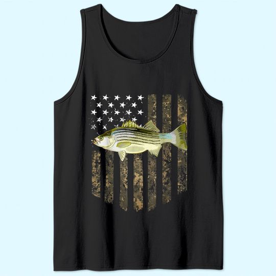 American Flag Striped Bass Fishing Tank Top