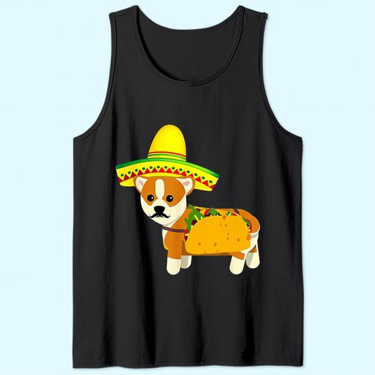 Funny Mexican Corgi Taco Cinco de Mayo Fiesta Dog Tank Top