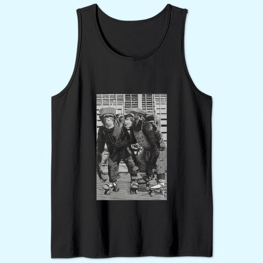 Roller Skate Monkey Chimpanzee Vintage Chimp Funny Monkey Premium Tank Top