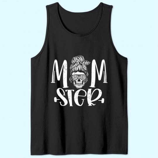 Momster Salty Skull Family Halloween Mom of Monsters Tank Top