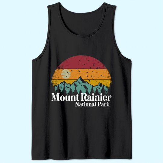 Mount Rainier National Park Retro Style Hiking Vintage Tank Top