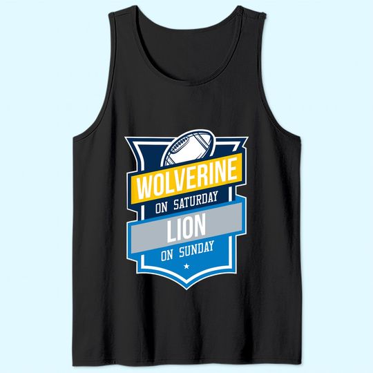 Retro Wolverine on Saturday Lion on Sunday Michigan Gift Tank Top