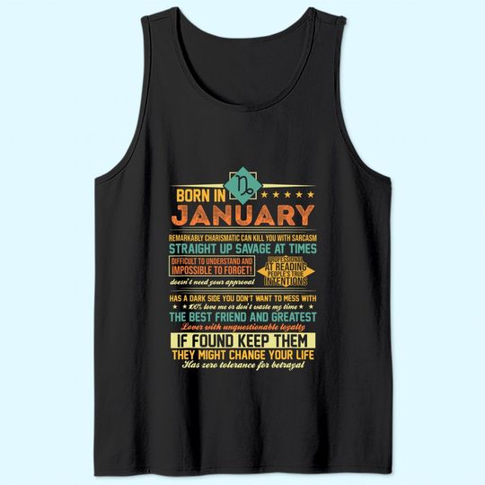 Born in January Capricorn Zodiac Tank Top