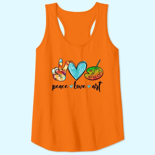Peace Love Art Painting Palette Art Teacher Tank Top