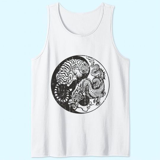 Tiger Dragon Retro Tattoo MMA Martial Artist Tank Top
