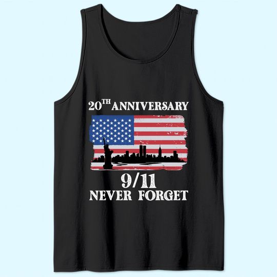 Never Forget 9/11 20th Anniversary 2021 Usa Flag Tank Top