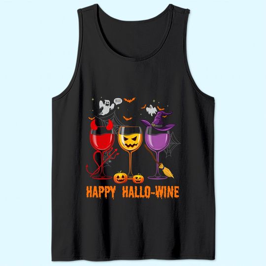 Happy Hallo Wine Glass Wine Drinking Tank Top