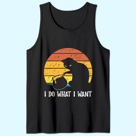 I Do What I Want Vintage Funny Cat Tank Top