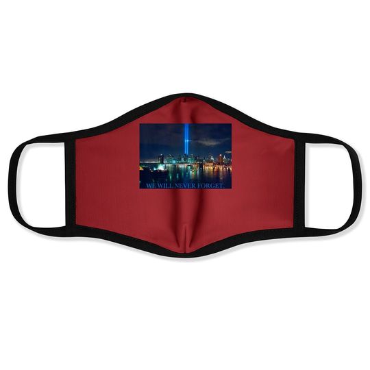 September 11 Lights Over Manhattan One World Trade Center Face Mask