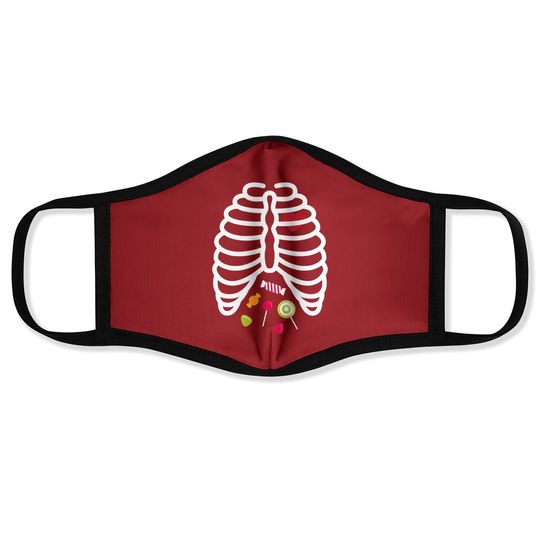 Skeleton Rib Cage Heart Candy Face Mask
