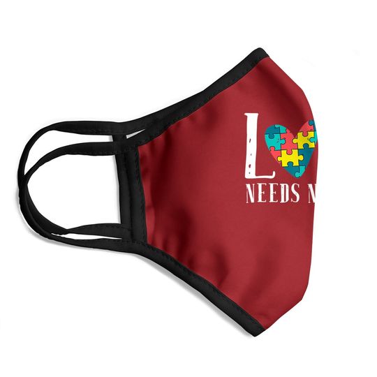 Love Needs No Words Support Autism Awareness Puzzle Face Mask