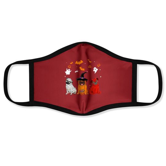 Halloween Pug Dogs Lovers Mummy Witch Demon Costumes Face Mask