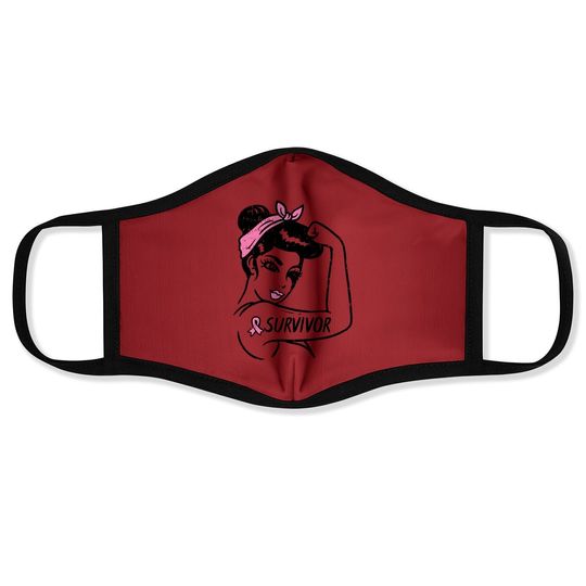 Breast Cancer Survivor Rosie Riveter Pink Awareness Face Mask