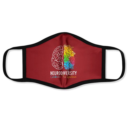Neurodiversity Face Mask Autism Spectrum Rainbow Brain Face Mask