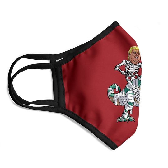 Donal Trump Riding Mummy Dinosaur T-rex Halloween Face Mask