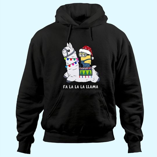 Santa Minion Riding Fa La La La La Llama Christmas Hoodies