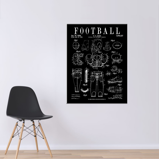 Football Old Vintage Patent Drawing Vertical Canvas