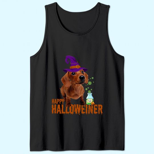 Funny Happy Halloweiner Cute Halloween Dog Lover Dachshund Tank Top