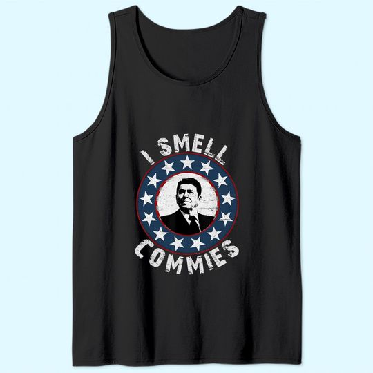 Ronald Reagan I Smell Commies Retro Vintage Political Humor Tank Top