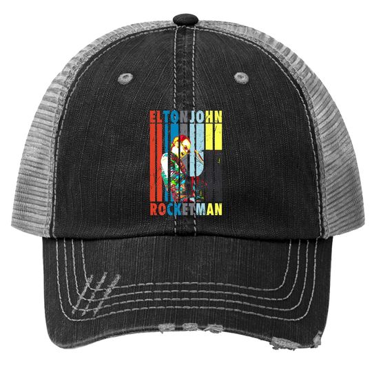 Vintage Elton Art John Country Musician Play Piano Rocketman Premium Trucker Hat