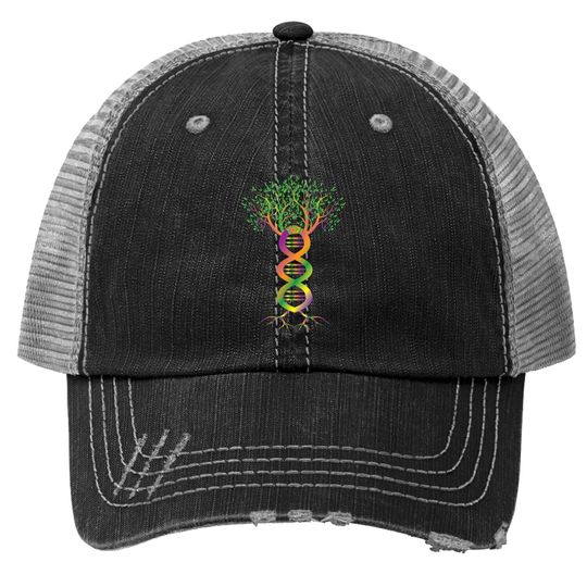 Genetics Tree Of Life Trucker Hat Science Dna Biology Colors Trucker Hat