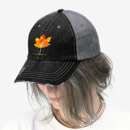 Maple Leaf Autumn Tree Orange Fall Leaves Season Trucker Hat