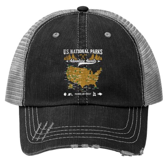 Us National Parks Adventure Awaits - Hiking & Camping Lover Trucker Hat