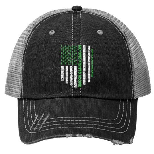 No One Fights Alone Usa Flag Mental Health Awareness Trucker Hat Trucker Hat