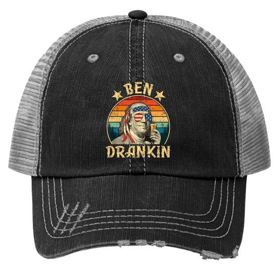 Ben Drankin Funny 4th Of July Vintage Retro Trucker Hat