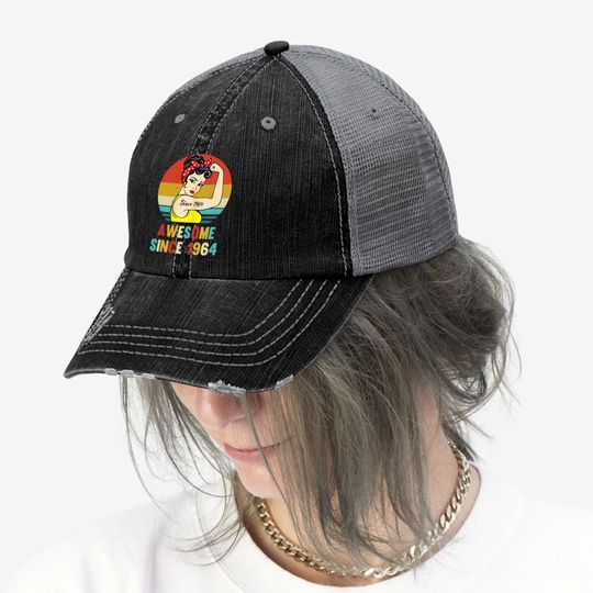 Vintage 57th Birthday 1964 Gift For 57 Year Old Woman Trucker Hat