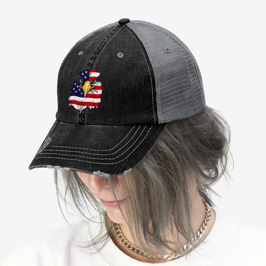 Bald Eagle 4th Of July American Flag Patriotic Freedom Usa Trucker Hat