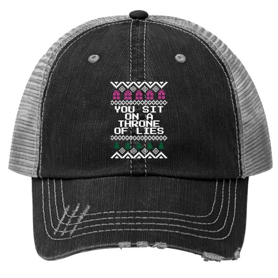 Elf You Sit On A Throne of Lies Christmas Trucker Hats