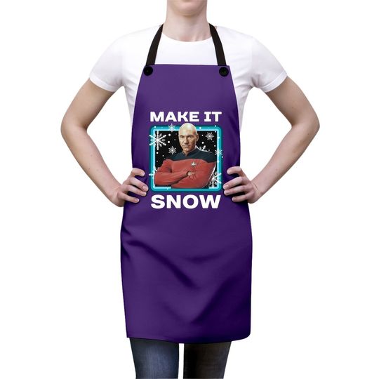 Star Trek Next Generation Make It Snow Christmas Poster Classic Aprons