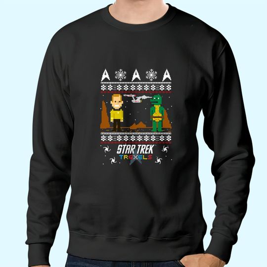 Star Trek Trexels Pixelated Captain Kirk Christmas Classic Sweatshirts