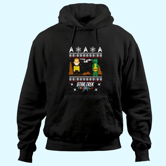 Star Trek Trexels Pixelated Captain Kirk Christmas Classic Hoodies