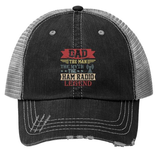 Amateur Ham Radio Operator Trucker Hat Gift For Dad Vintage Retro Trucker Hat